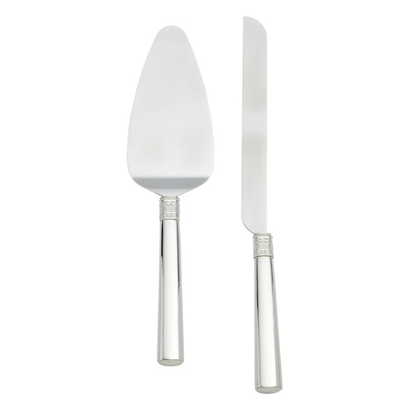 VERA WANG Wedgwood With Love 2pc Stainless Silver Sever Cake Knife Serving Set - Picture 2 of 16
